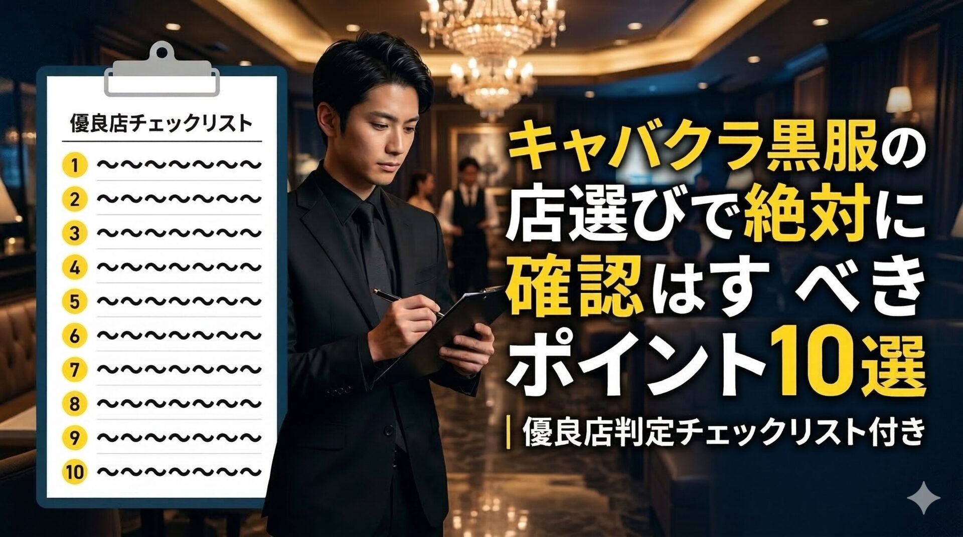 キャバクラ黒服の店選びで絶対に確認すべきポイント10選｜優良店判定チェックリスト付き