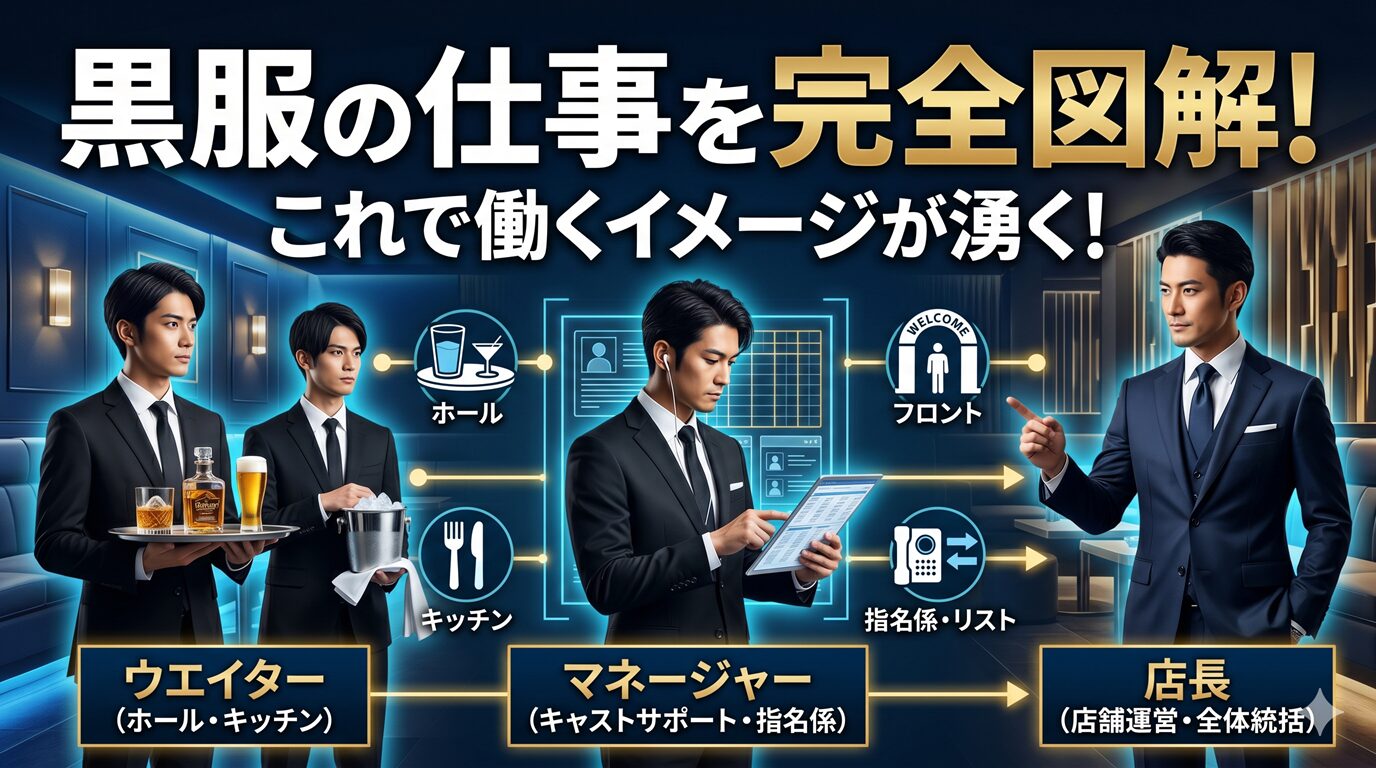 5分で分かるキャバクラ黒服の仕事内容（役職・業務）とは